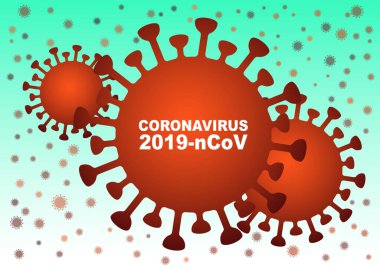 Roman Coronavirus 2019 NCoV. Vector influenza virüsü geçmişi. Asya gribi salgınını hesapla. Bakterili biyolojik pankart, mikrop enfeksiyonu. Vektör Resimleri