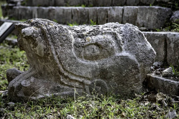 Cabeza Serpiente Piedra Chichén Itzá —  Fotos de Stock