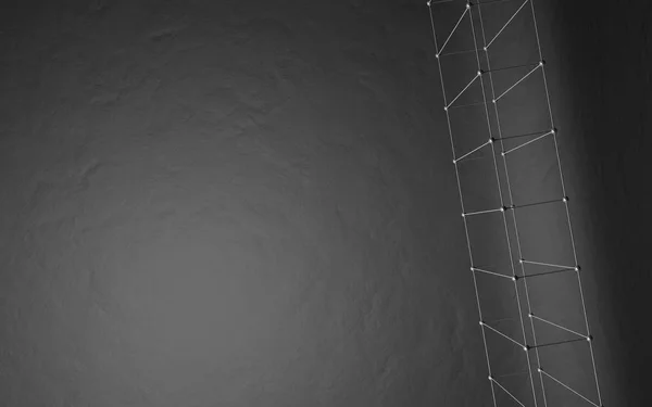 Polygonale Treppe 3D-Illustration. Schwarz-weiß auf grauem Hintergrund mit Steinstruktur. — Stockfoto