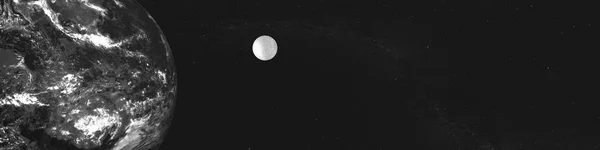 Земля и Луна, панорамный вид на космос . — стоковое фото