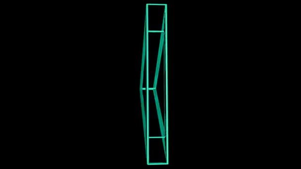 3d animación Vj bucle, figuras de color turquesa evento sobre un fondo negro . — Vídeo de stock