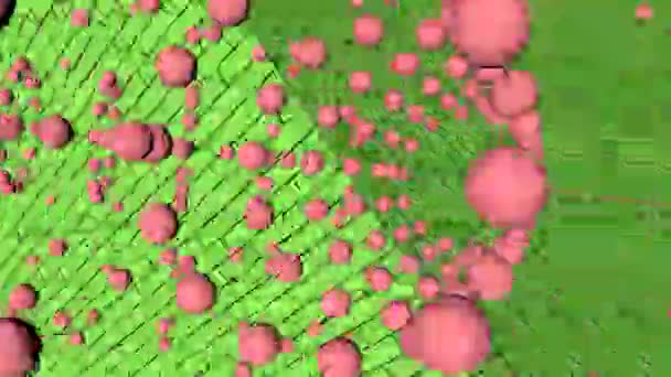 Pasztell zöld tégla háttér. A halvány rózsaszín vonalak, repülő, létrehozása — Stock videók