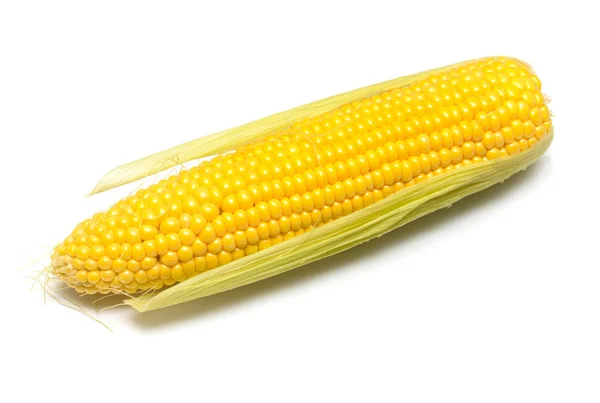 Jeden kukurydziany na białym tle — Zdjęcie stockowe