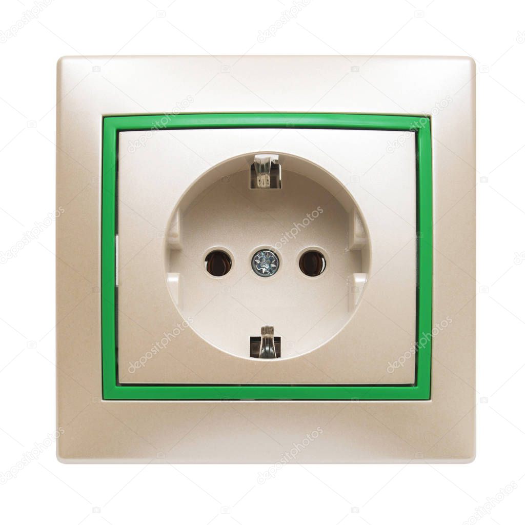 Electrical outlet on white 