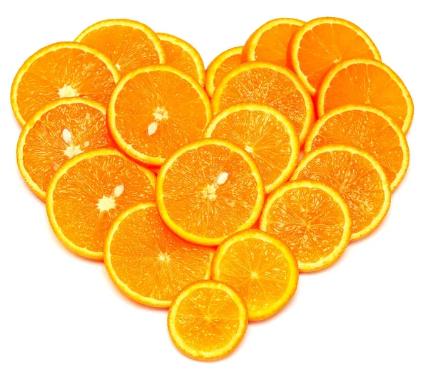 Srdce z plátků oranž — Stock fotografie