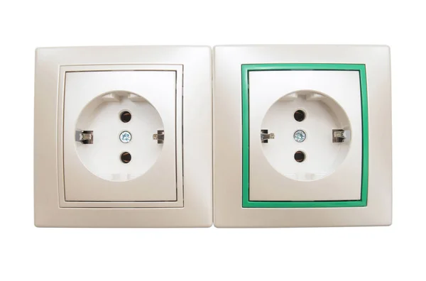 Two single electrical outlets — Stock Photo, Image