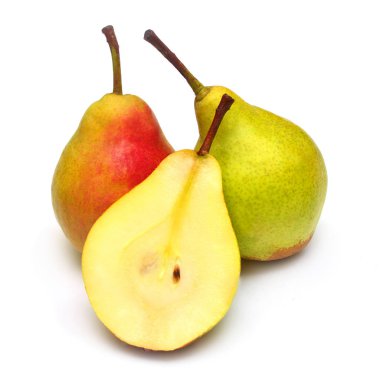 Güzel meyve üzerinde beyaz backgrou izole dilimler halinde kesip armut