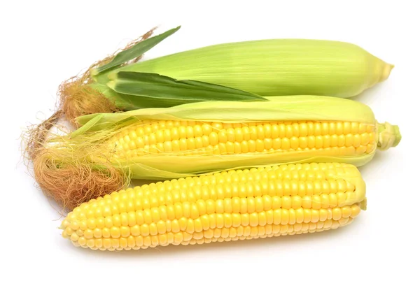 Maïs avec ou sans peau isolée sur fond blanc. A c — Photo