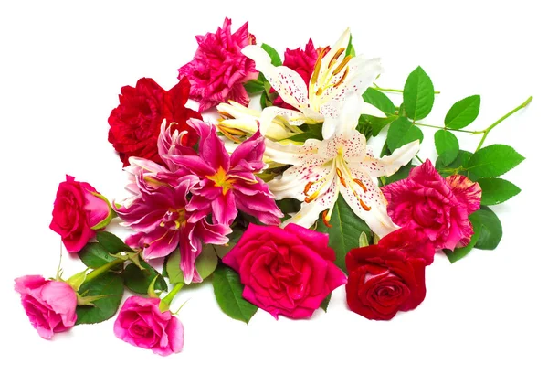 Прекрасный букет роз и лилий — стоковое фото