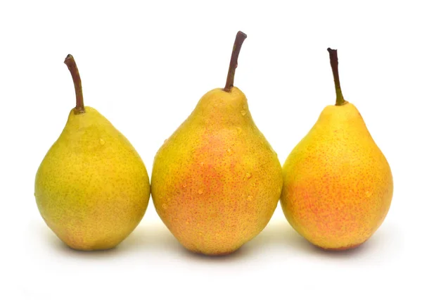 Three pear beautiful fruit isolated on white background. Delicio — Stock Photo, Image