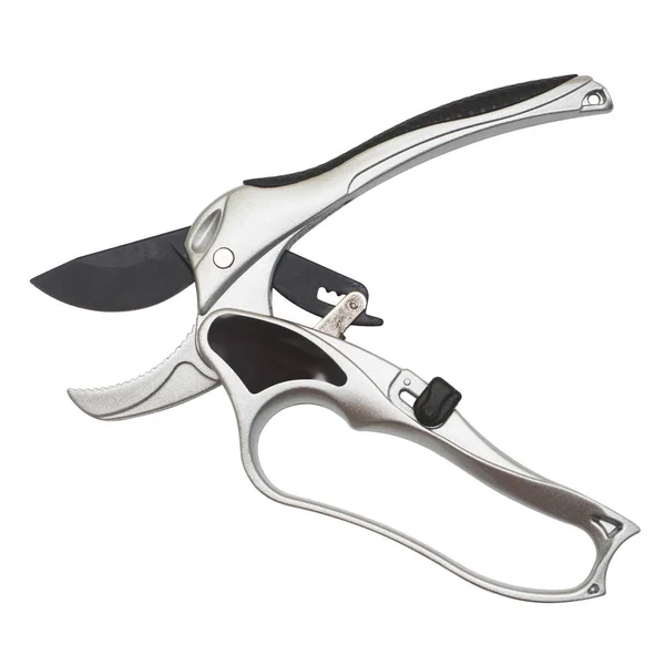 Professional titanium secateurs for garden work isolated on whit — Stock Photo, Image