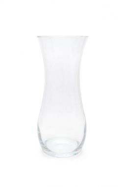 Boş cam vazoda beyaz arka plan üzerinde izole çiçekler için