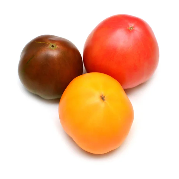 Variedades Tomates Aislados Sobre Fondo Blanco Tomate Surtido Príncipe Amarillo —  Fotos de Stock