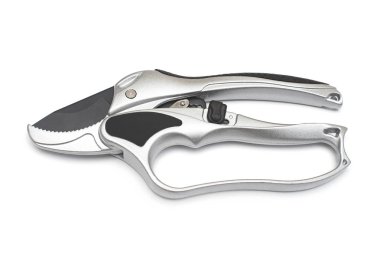 Profesyonel titanyum secateurs beyaz arka plan üzerinde izole bahçe işleri için