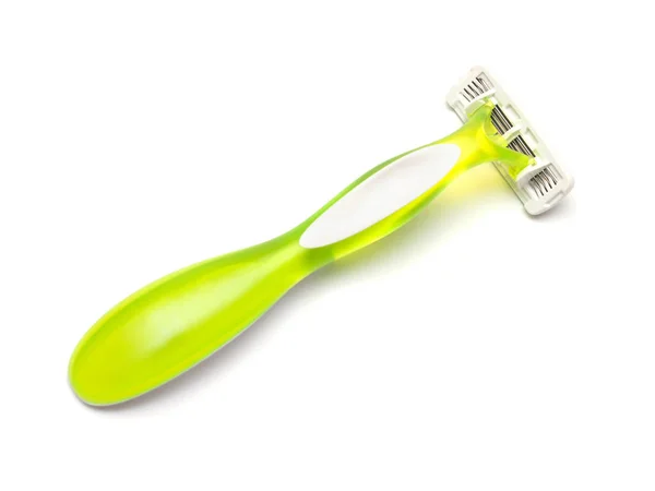 Green Lady Shaver White Background Flat Lay Top View — Stock Photo, Image