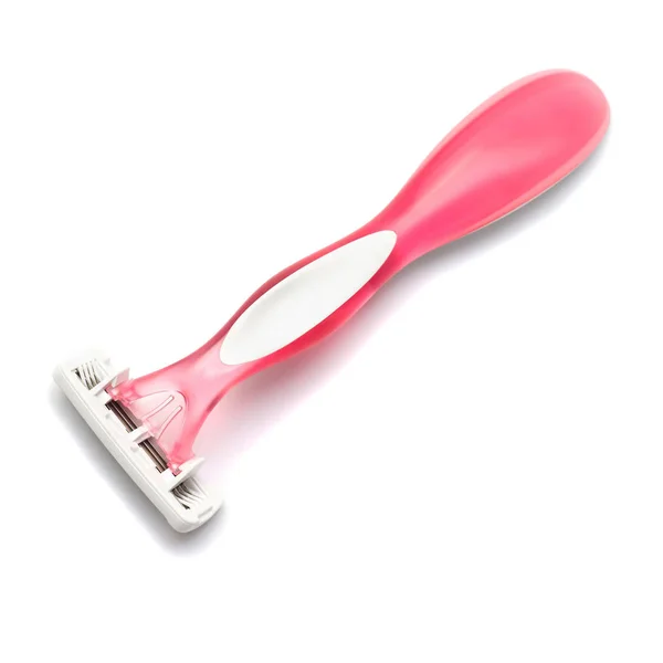 Pink Lady Shaver White Background Flat Lay Top View — Stock Photo, Image