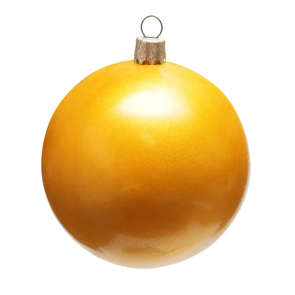 Bola Natal Bonita Dourada Isolada Fundo Branco — Fotografia de Stock