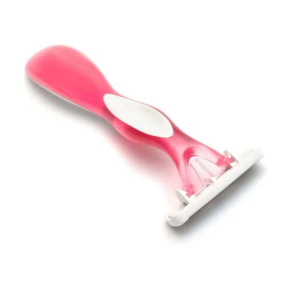 Pink Lady Shaver White Background Flat Lay Top View — Stock Photo, Image