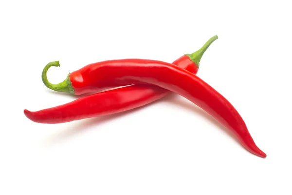 Piros Chili Paprika Elszigetelt Fehér Background Kreatív Fűszeres Éles Lapos — Stock Fotó