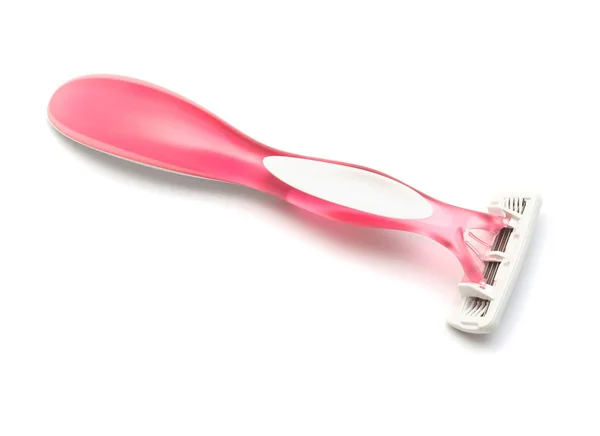 Pink Lady Shaver White Background Flat Lay Top View — Stock Photo, Image
