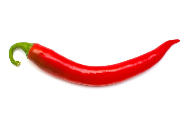 Röd Chilipeppar Isolerad Vit Bakgrund Platt Lekmanna Top View — Stockfoto