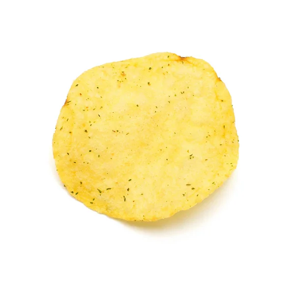 Potatischips Isolerad Vit Bakgrund Platt Lekmanna Top View — Stockfoto