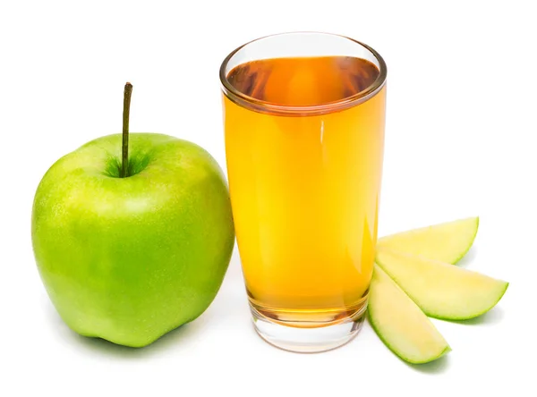 Jugo Manzana Rodajas Manzana Aisladas Sobre Fondo Blanco — Foto de Stock