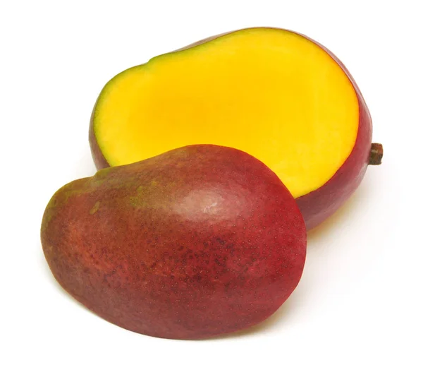 Mango Skåret Hvit Bakgrunn – stockfoto