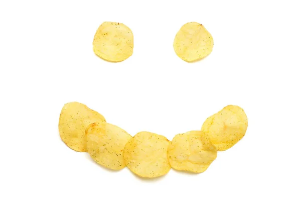 Δημιουργικό Concept Πατατάκια Πρόσωπο Της Merry Κλόουν Όμορφο Χαμόγελο Φαγητό — Φωτογραφία Αρχείου