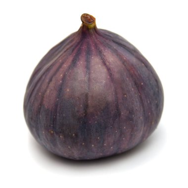 İncirler taze sulu. Beyaz arka planda tek bir meyve.