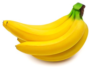 Muz demetbeyaz arka plan izole. Üst görünüm, düz yatıyordu