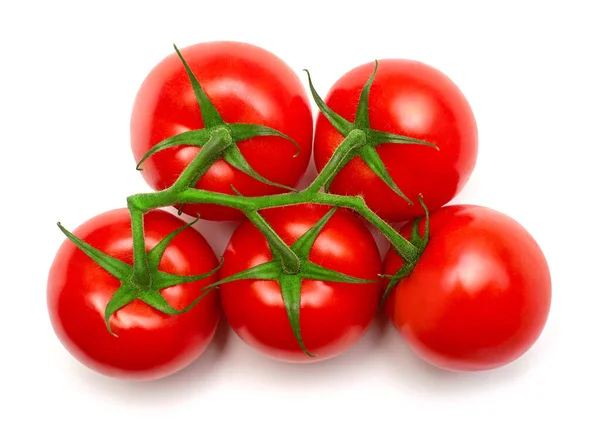 Fresh tomatoes branch isolated on white background with clipping — Stock Photo, Image