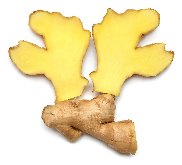Fresh ginger root and slice isolated on white background. Creati — Stock Photo, Image