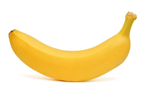 Eine Banane isoliert auf weißem Hintergrund. Draufsicht, flache Lage — Stockfoto