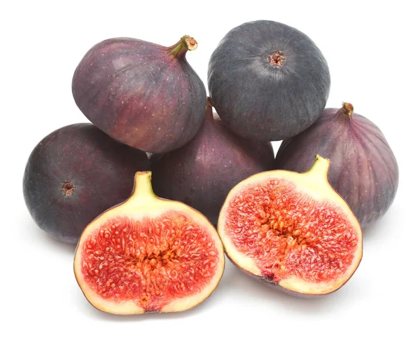 Figs fresh juicy. Whole and half fruit isolated on a white backg — Stock Photo, Image