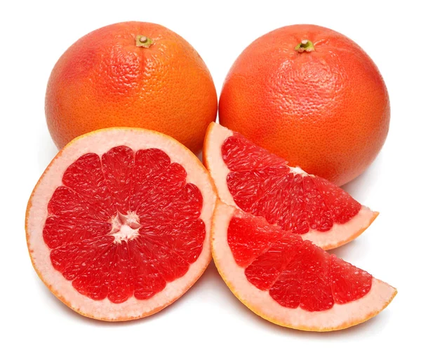 Grapefruit whole, slice and half isolated on white background. C — Stock Photo, Image