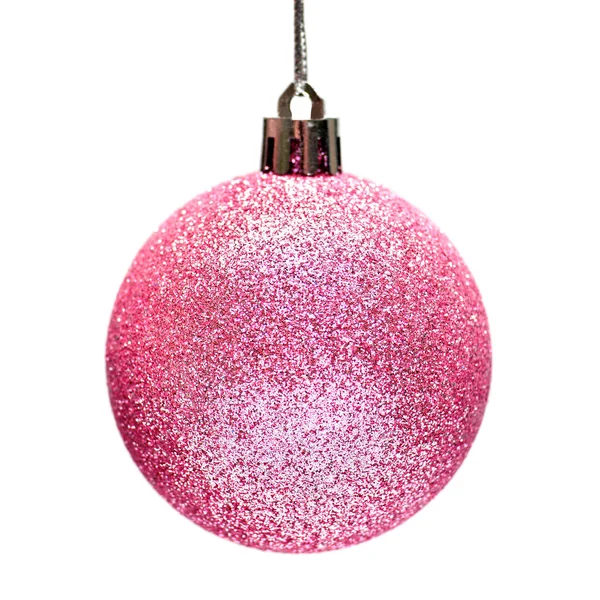 Pink christmas ball isolated on white background. Perfectly reto — 스톡 사진