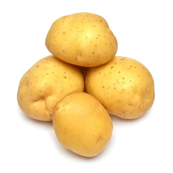 Grupo de patatas jóvenes aisladas sobre fondo blanco. Cosecha nueva. Pe —  Fotos de Stock
