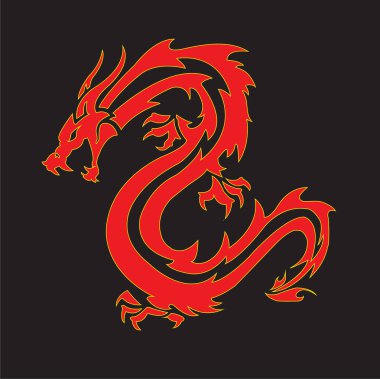 Koyu arkaplanda kırmızı sarı ejderha
