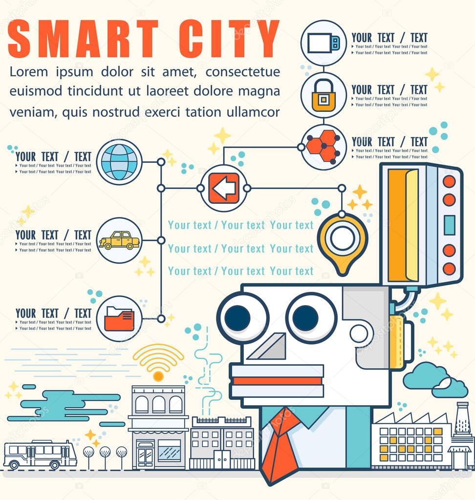 Infographic smart city concept with different icon and elements
