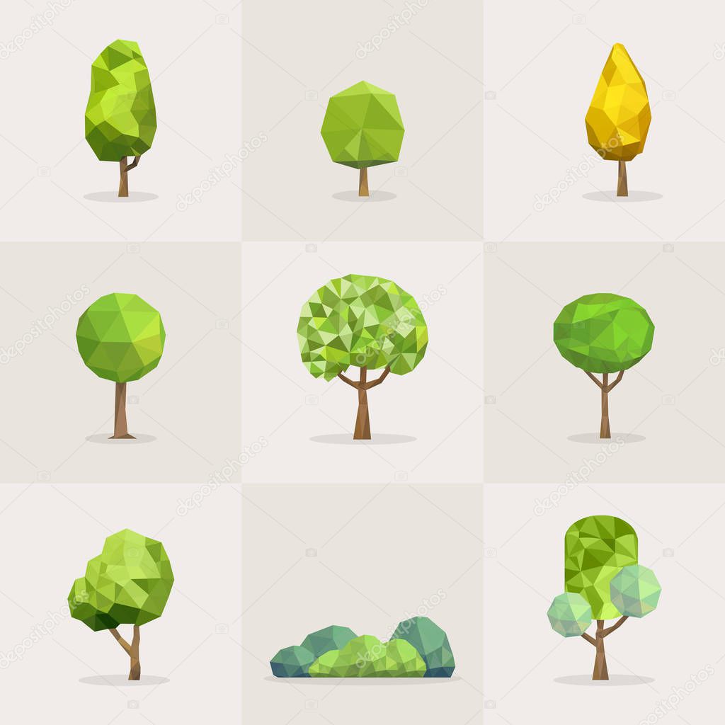 Set of geometric vector trees, Abstract tree low poly