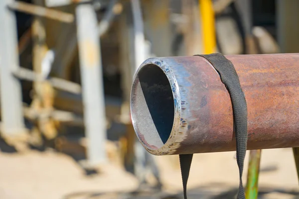 Pipelines Acier Réfractaire Avec Bords Préparés Pour Soudage Arc Électrique — Photo