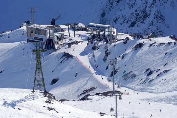 Região Elbrus Vista Topo Monte Elbrus Para Estação Mir Norte — Fotografia de Stock
