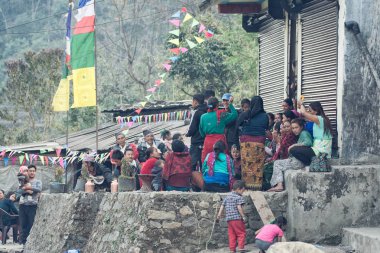 Besisahar, Nepal - 17 Şubat 2016: köylüler bir nep kutluyor