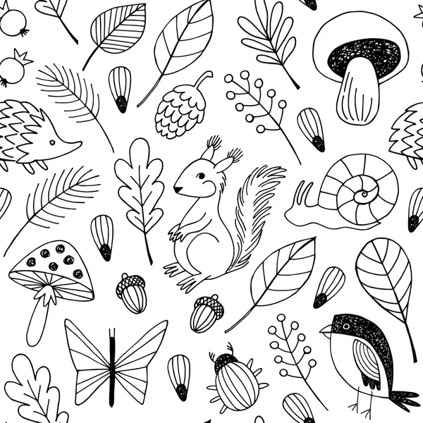 Bosque animales vector patrón sin costura . — Vector de stock