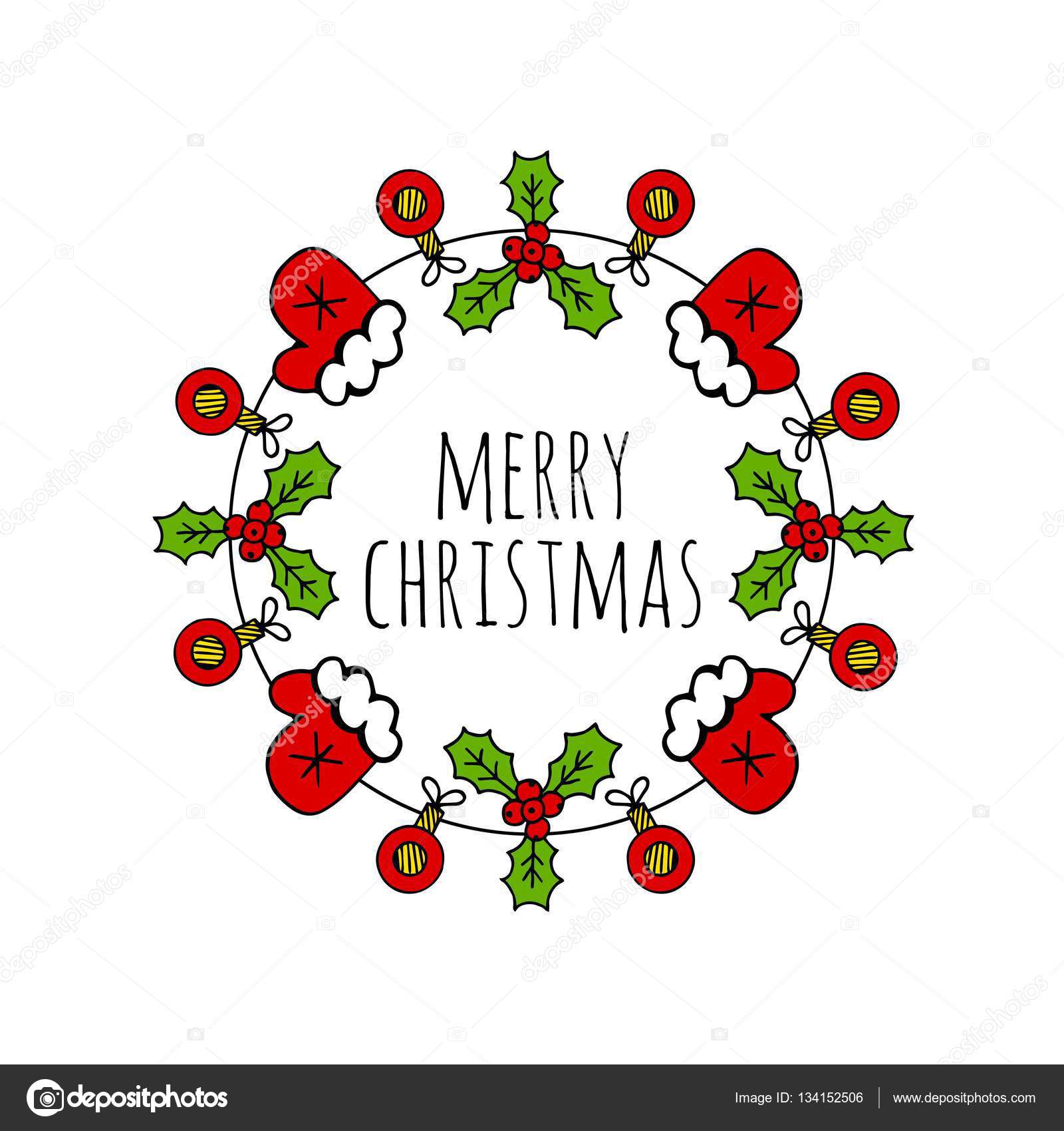 Download Christmas wreath round frame vector. — Stock Vector ...