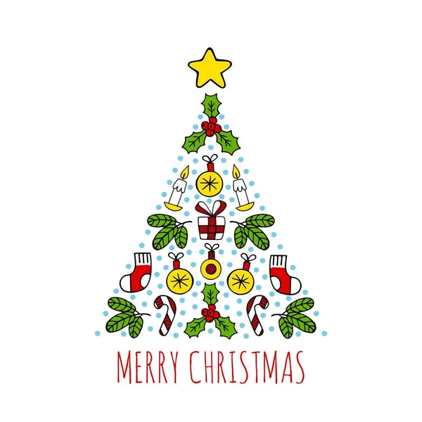 Weihnachtsbaum Farbe Skizze Symbole Vektor Illustration. — Stockvektor