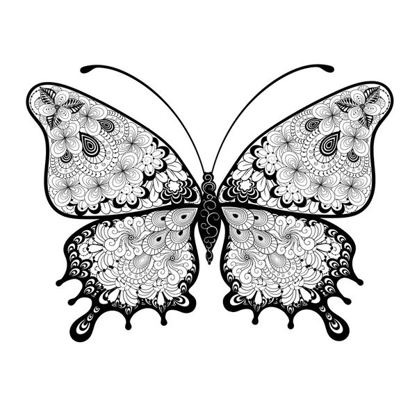 Mariposa garabato ilustración — Vector de stock