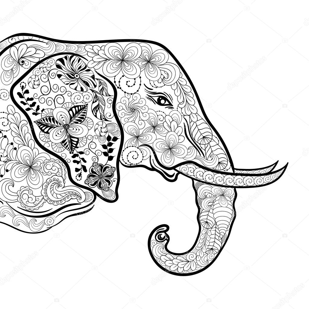 Elephant head doodle