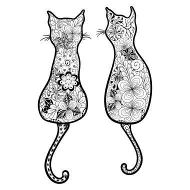 Kediler illüstrasyon doodle